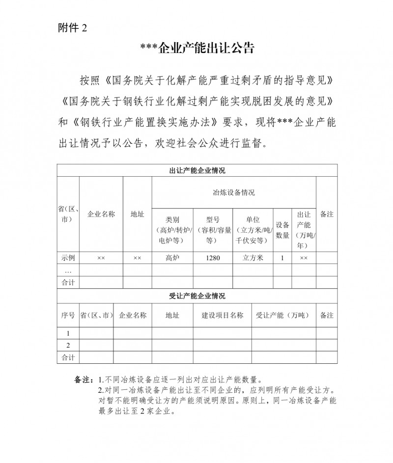 工业和信息化部办公厅关于暂停钢铁产能置换工作的通知