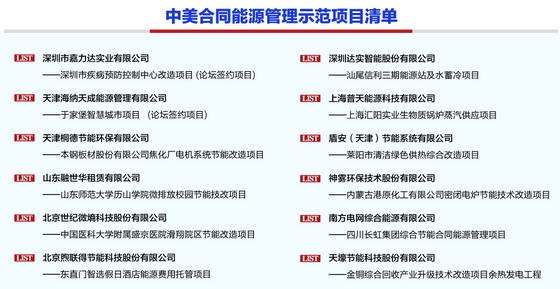 中美合同能源管理示范项目清单